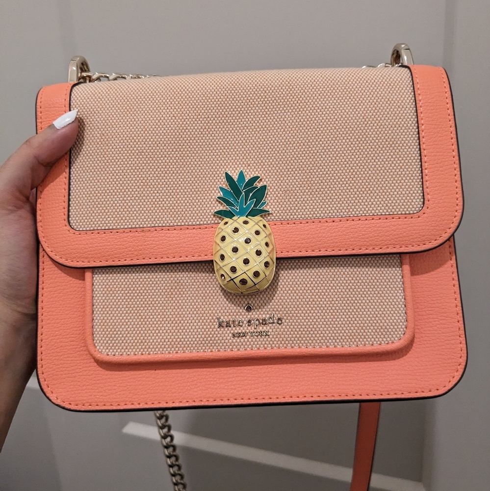 Kate Spade Melon Ball Pineapple Remi Flap Chain Crossbody Shoulder Bag